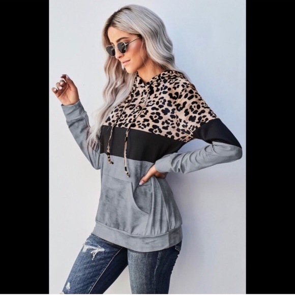 NEW Leopard & TieDye Colorblock Hoodie - Picture 4 of 14